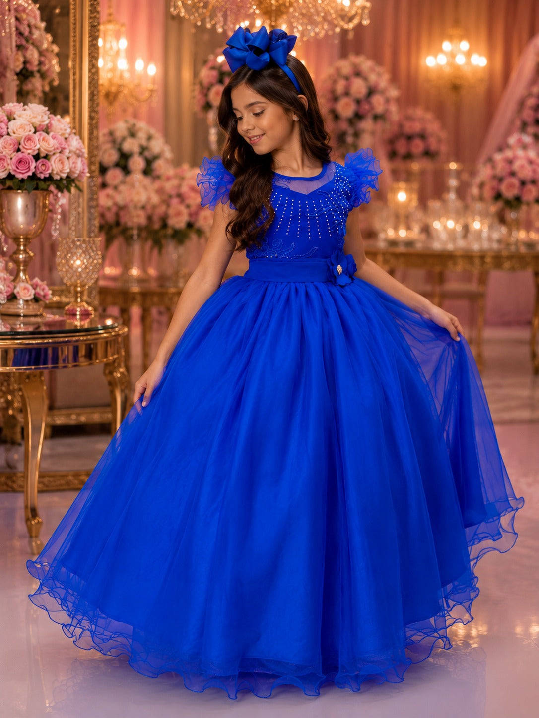Vestido Mini Miss Longo Suzy Azul Royal - Festa