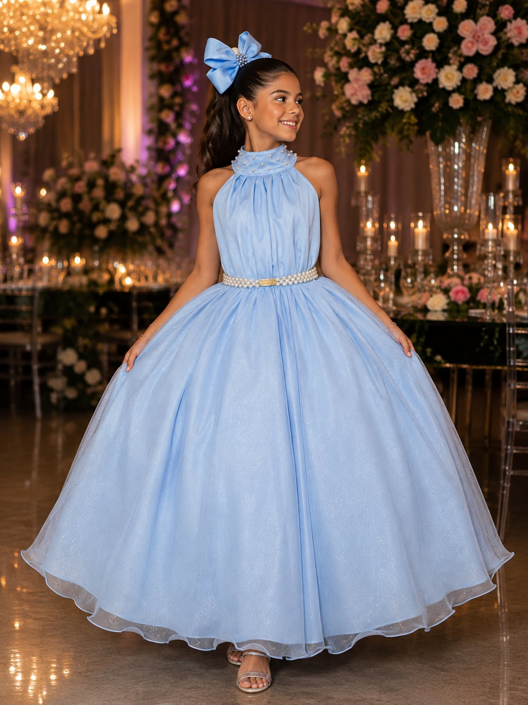 Vestido Banana Club Longo Âmbar Azul
